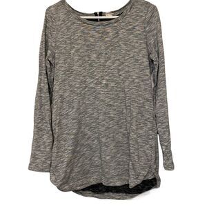 Merona gray Cotton long tunic shirt long sleeve crew neck back zipper -M